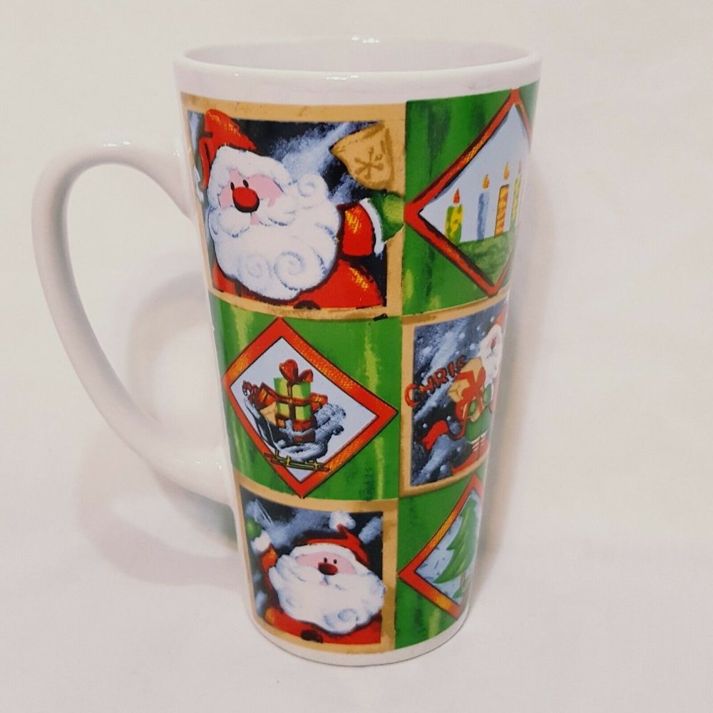 Christmas Santa Sleigh Tree Coffee Mug 15 oz Cup